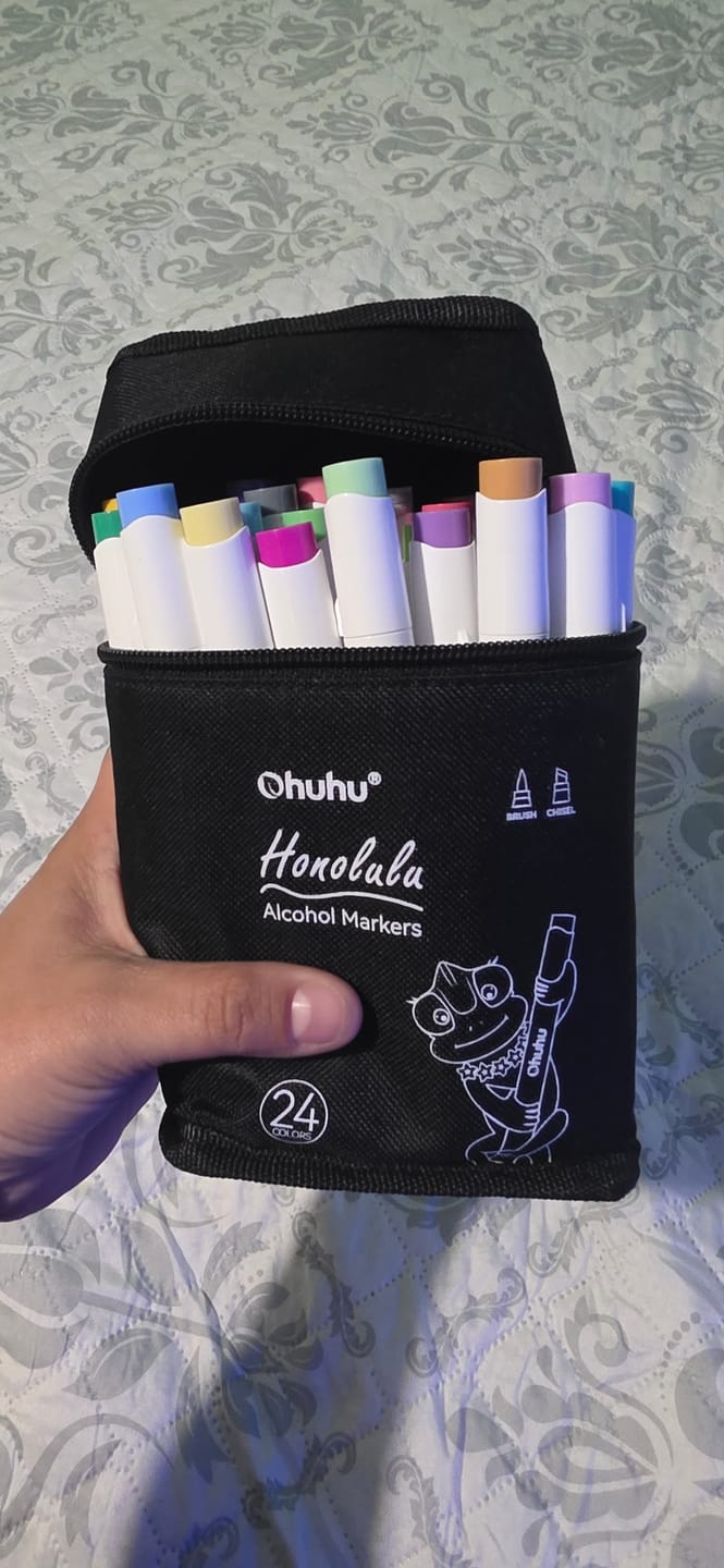 Customer photo review of Ohuhu Honolulu 24 Basic Colors Dual Tips Alcohol Art Markers (New Color Codes)