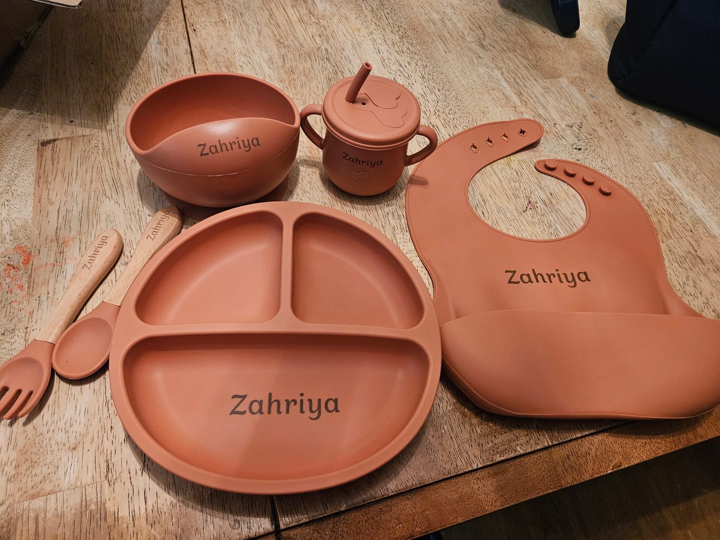 Customer photo review of Noah + Nori™ Personalized Baby Feeding Set