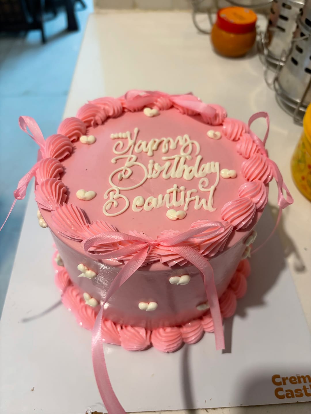 Customer photo review of Pink Vintage Ribbon Cake