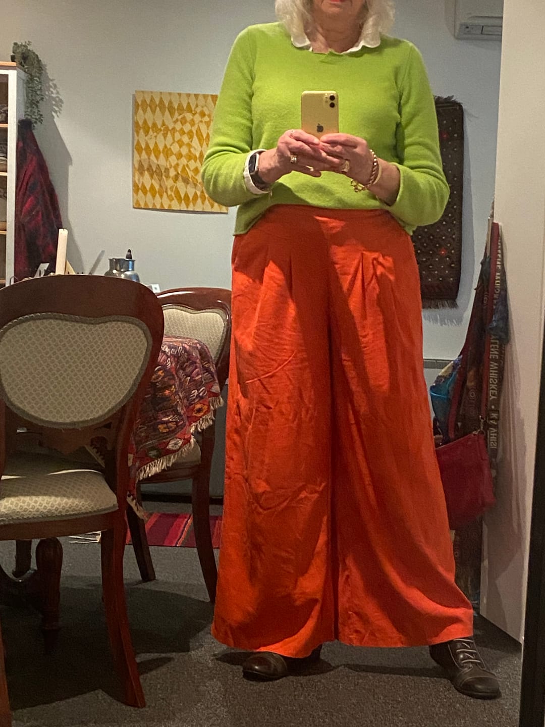 Customer photo review of Buddha Stones Plain Color Cotton Linen High Waist Wide Leg Pants With Pockets