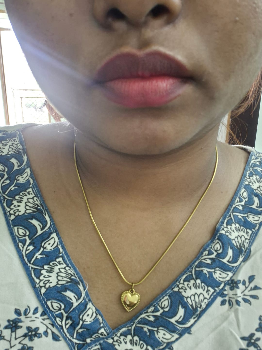 Customer photo review of Heart Pendant Gold Chain Necklace