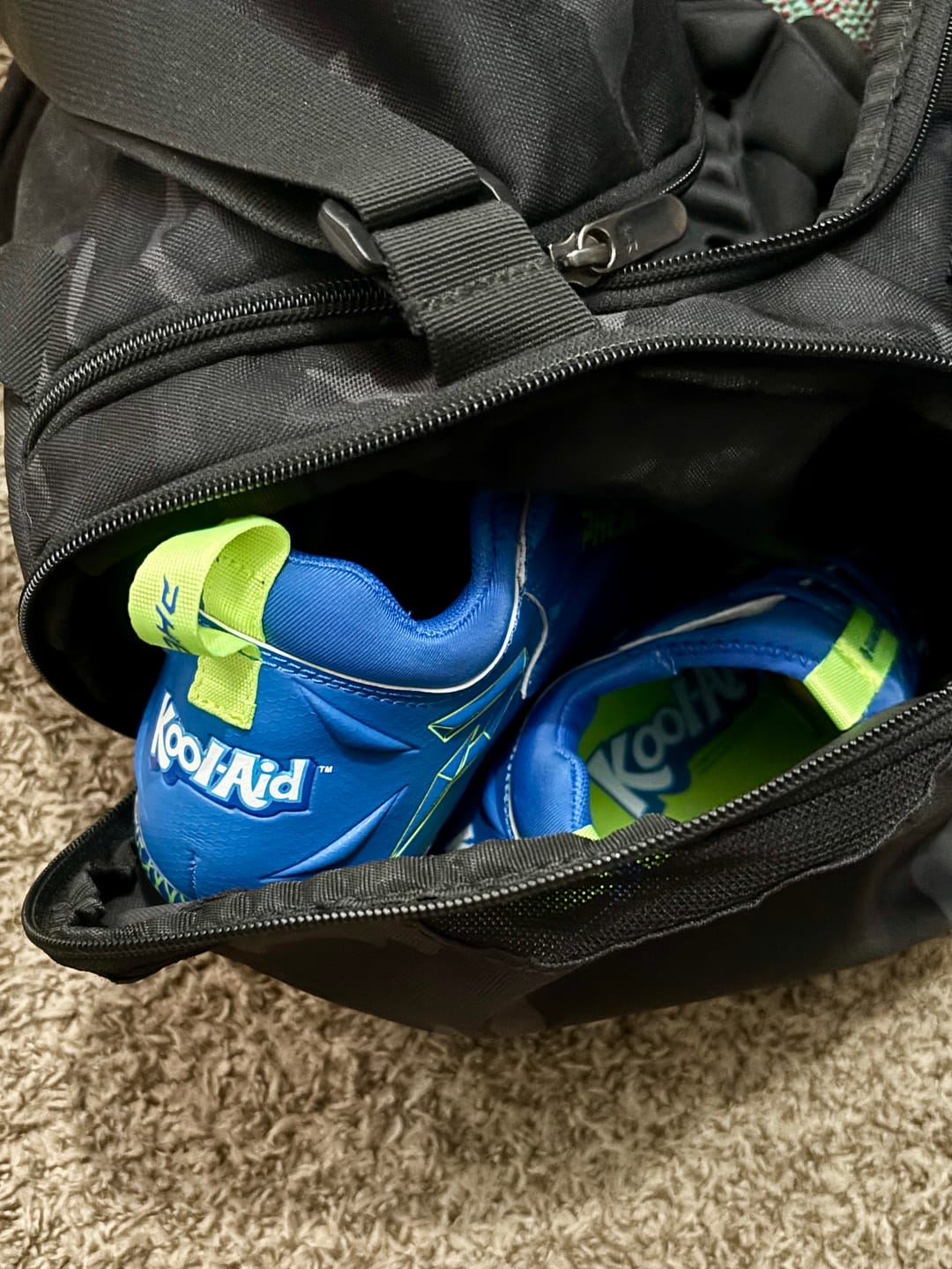 Customer photo review of Kool-Aid 'Great Bluedini' Football Cleats - Quantum Speed by Phenom Elite