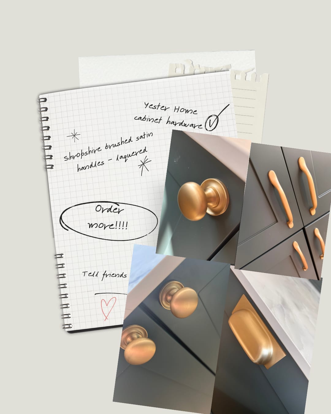 Customer photo review of Shropshire Brushed Satin Brass Cupboard Handles | Lacquered
