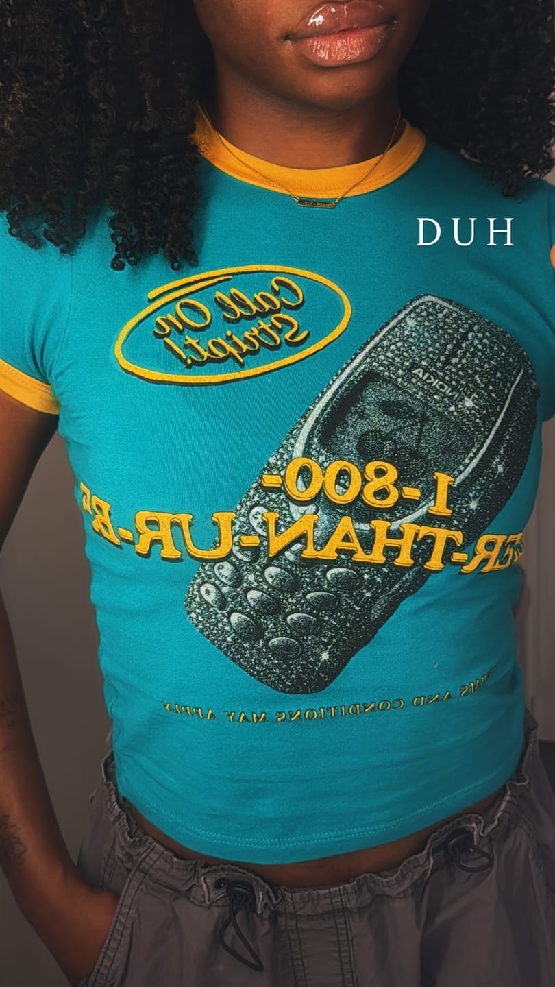 Customer photo review of FLYER THAN YOUR BF RINGER TEE