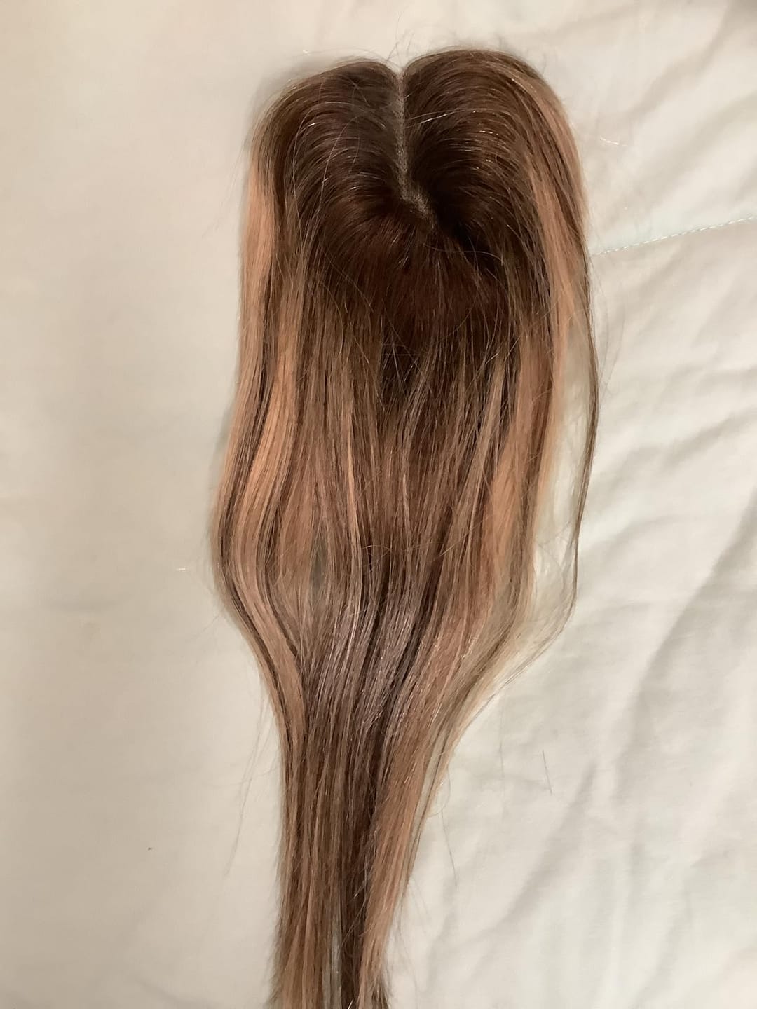 Customer photo review of Topper Hair Pieces  Balayage Brown with Blonde #4/27/4-5*5 inch |Youngsee