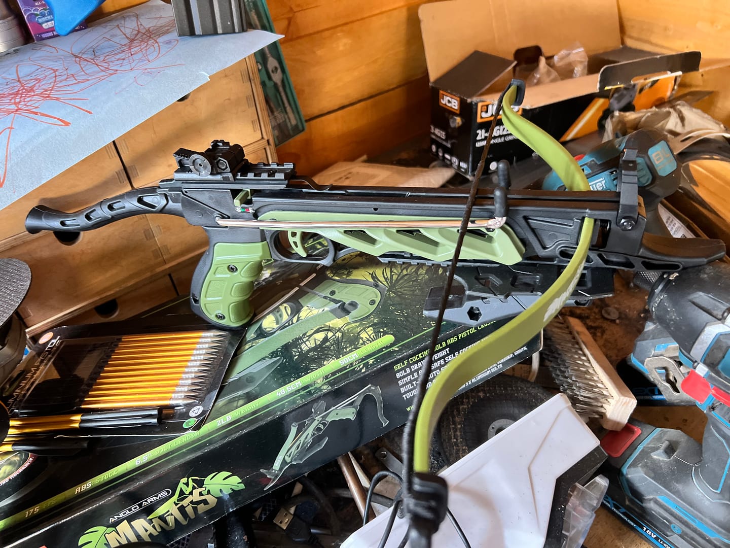 Customer photo review of Mantis Self Cocking Aluminium 80lb Crossbow