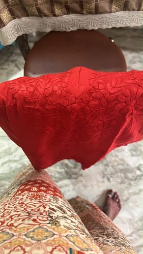 Customer photo review of Gul Red Scalloped Short Kurta