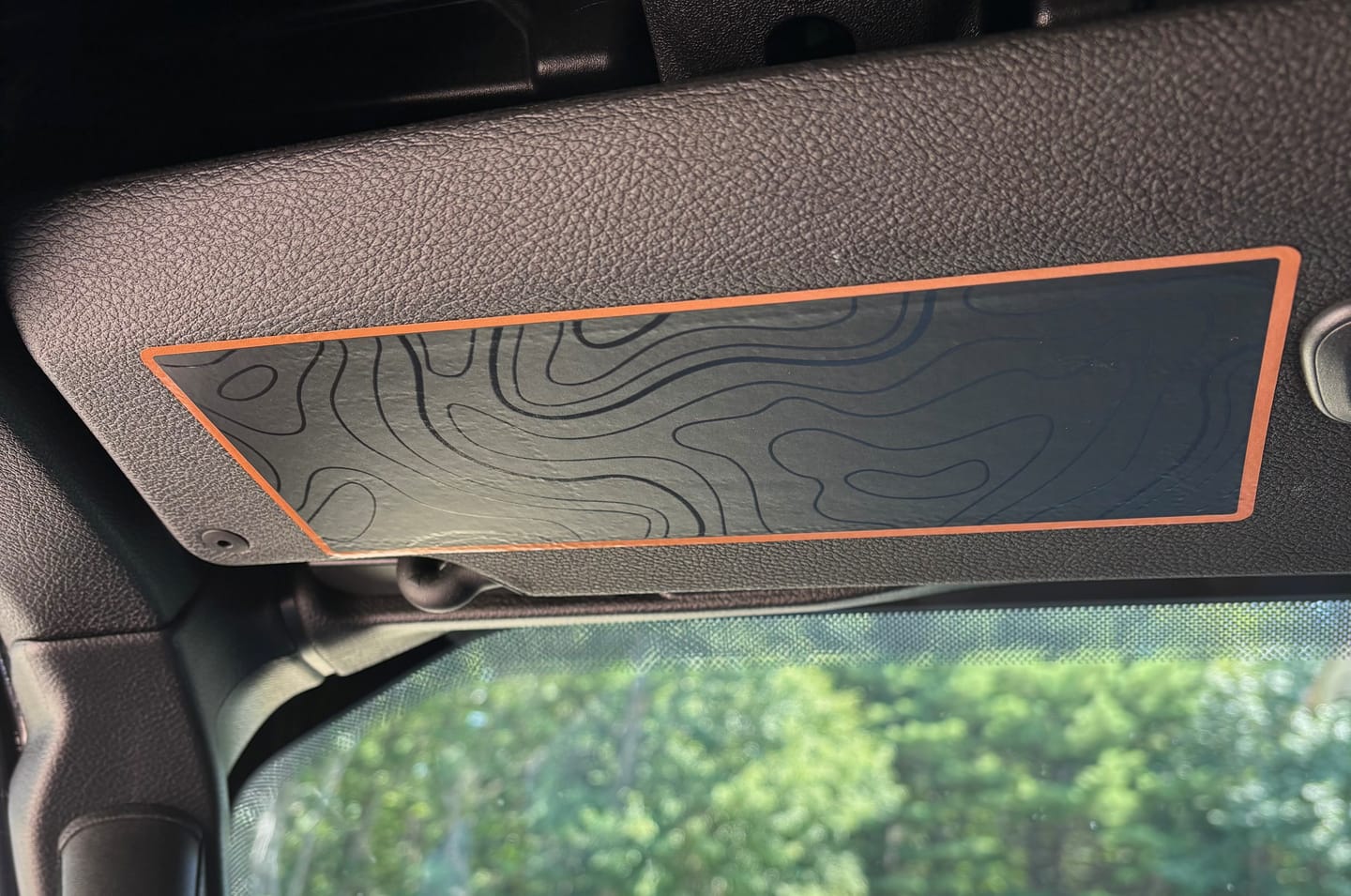 Customer photo review of Sun Visor Decal Set – Covers OEM Warning Labels | Driver + Passenger Pair