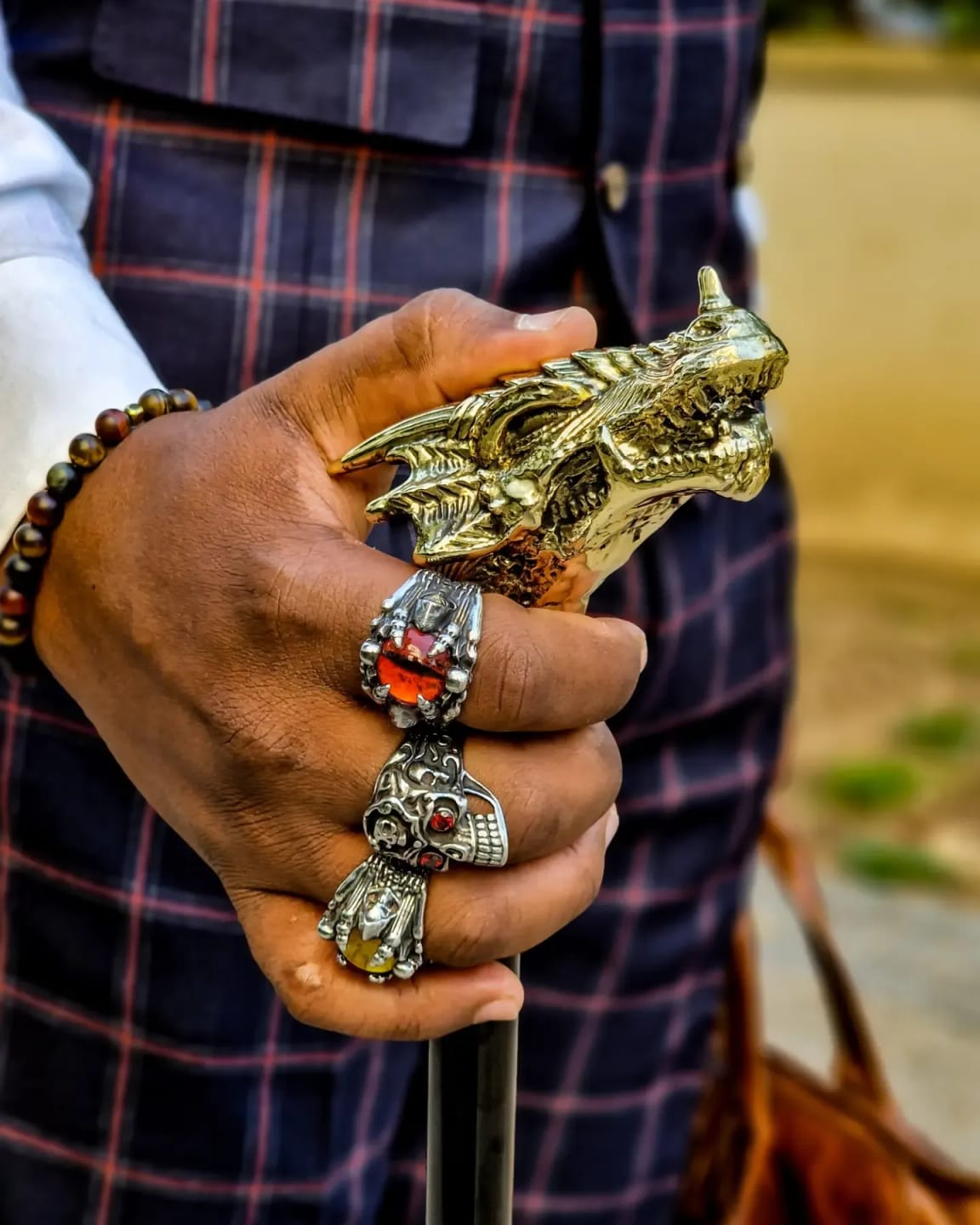 Customer photo review of Golden Dragon Walking Cane Jewelry Unique Style Handle