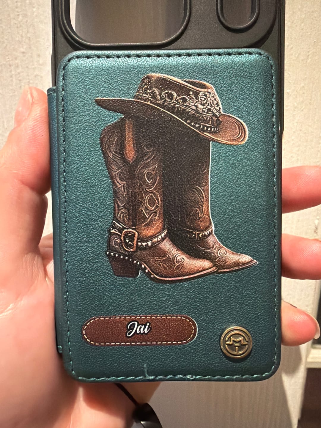 Customer photo review of Western Spirit - Cowgirl Boots Personalized Leather Wallet Phone Case