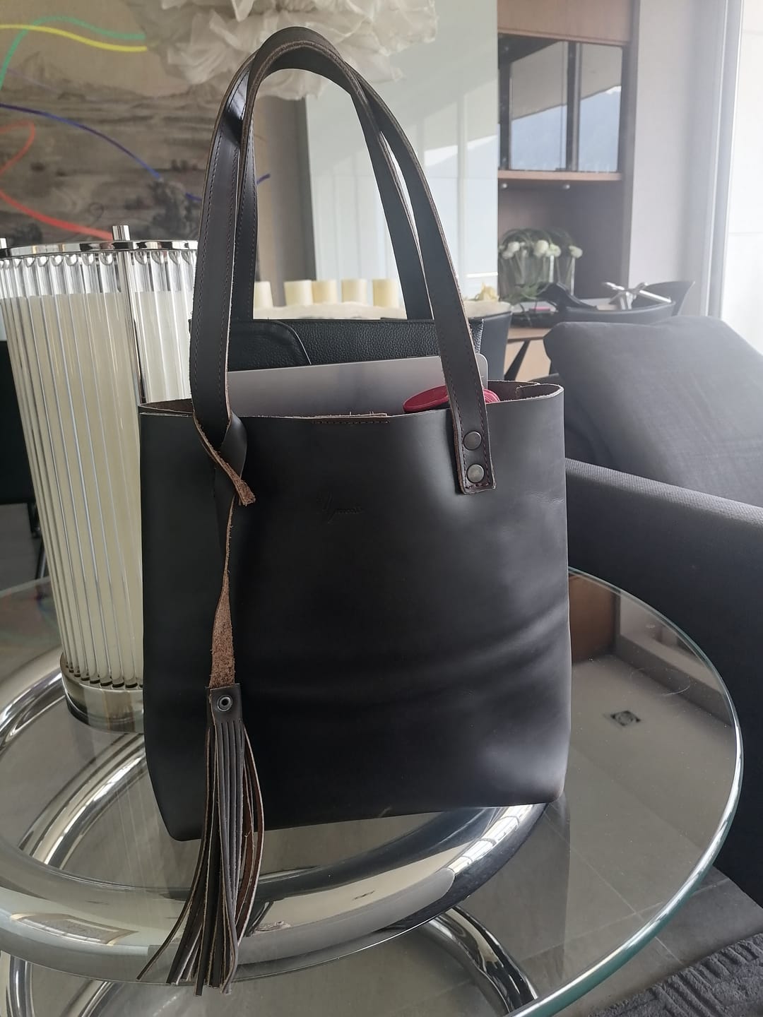 Customer photo review of Bolsa Dama Tote 100% Piel Mod. Praga *Crazy Café* + 💄Cosmetiquera 👝 Gratis!!