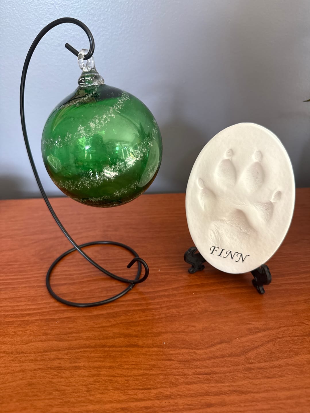 Customer photo review of Glass Christmas Ornament with Cremation Ashes