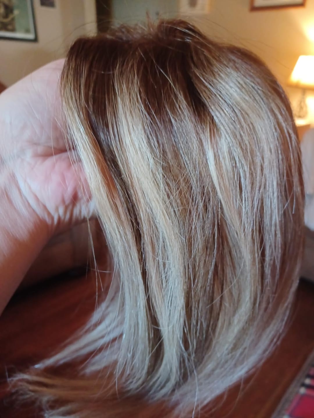 Customer photo review of Topper Hair Pieces For Women Balayage Brown To Blonde #3/8/22-5*5 inch |Youngsee