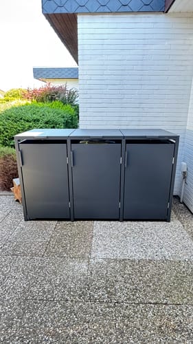 Customer photo review of Moderne Mülltonnenbox MB5 | Anthrazit (RAL7016) | stabil & pulverbeschichtet | 3er-Box