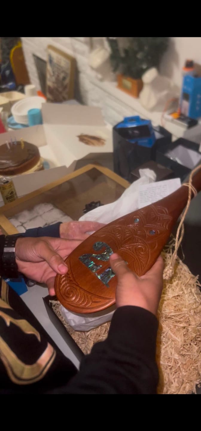 Customer photo review of Maori 21st Birthday Patu Inlaid With Paua Shell