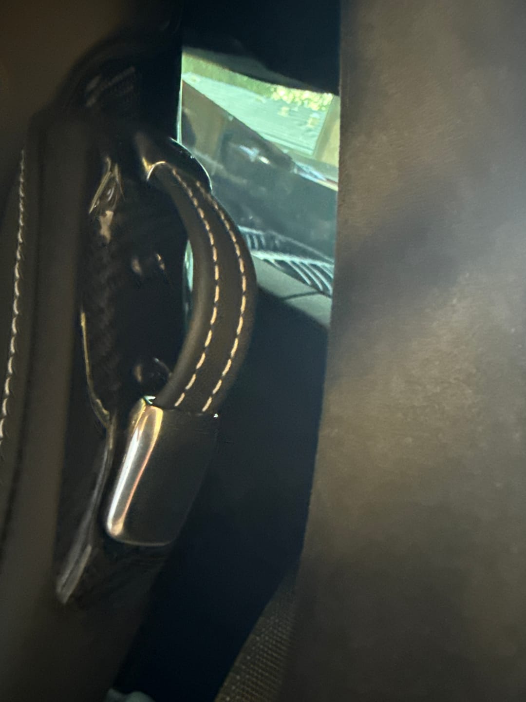 Customer photo review of C8 Corvette Real Carbon Fiber Seat Belt Holder Buckle Replacements | GT2 & Competition Sport Seats (2020–Present)