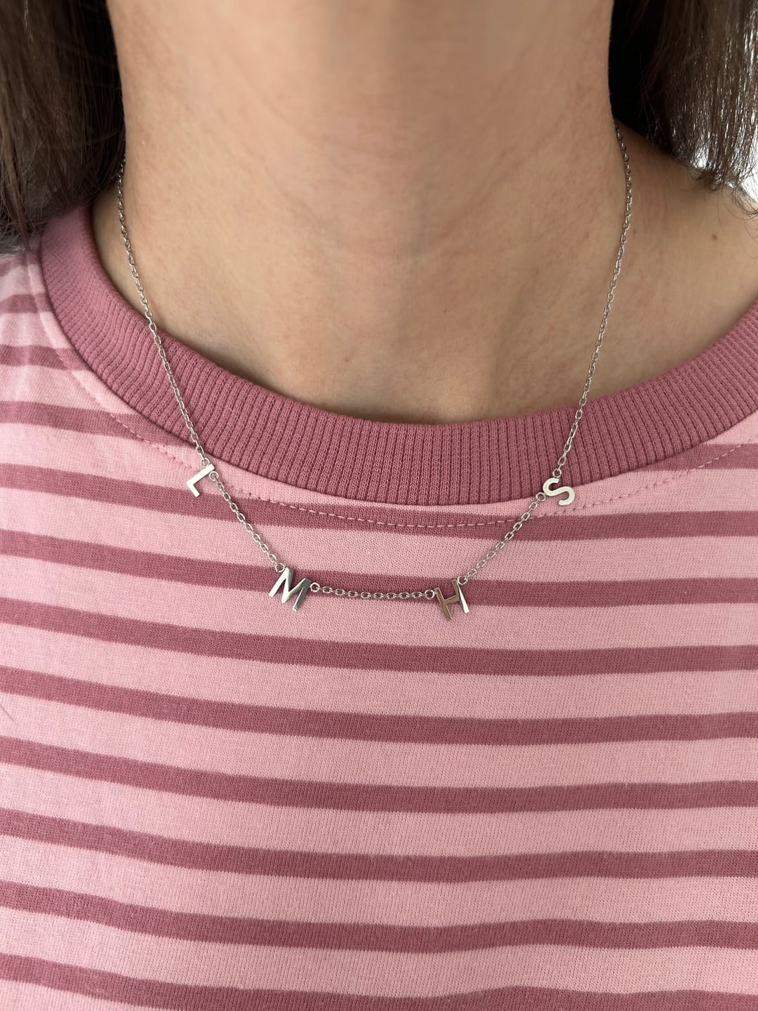 Customer photo review of The Original Initial Letter Necklace