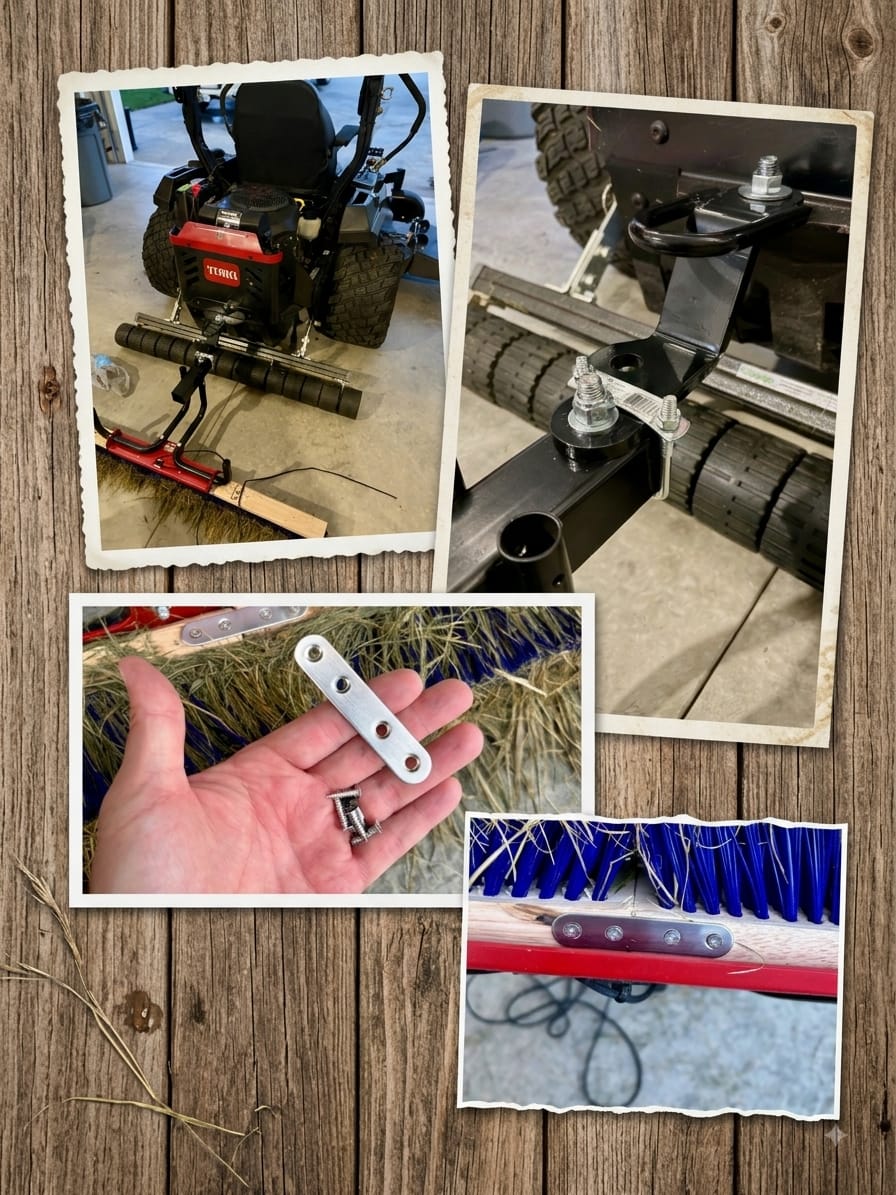 Customer photo review of Broominator — Turn Any Mower Into a Striping Machine