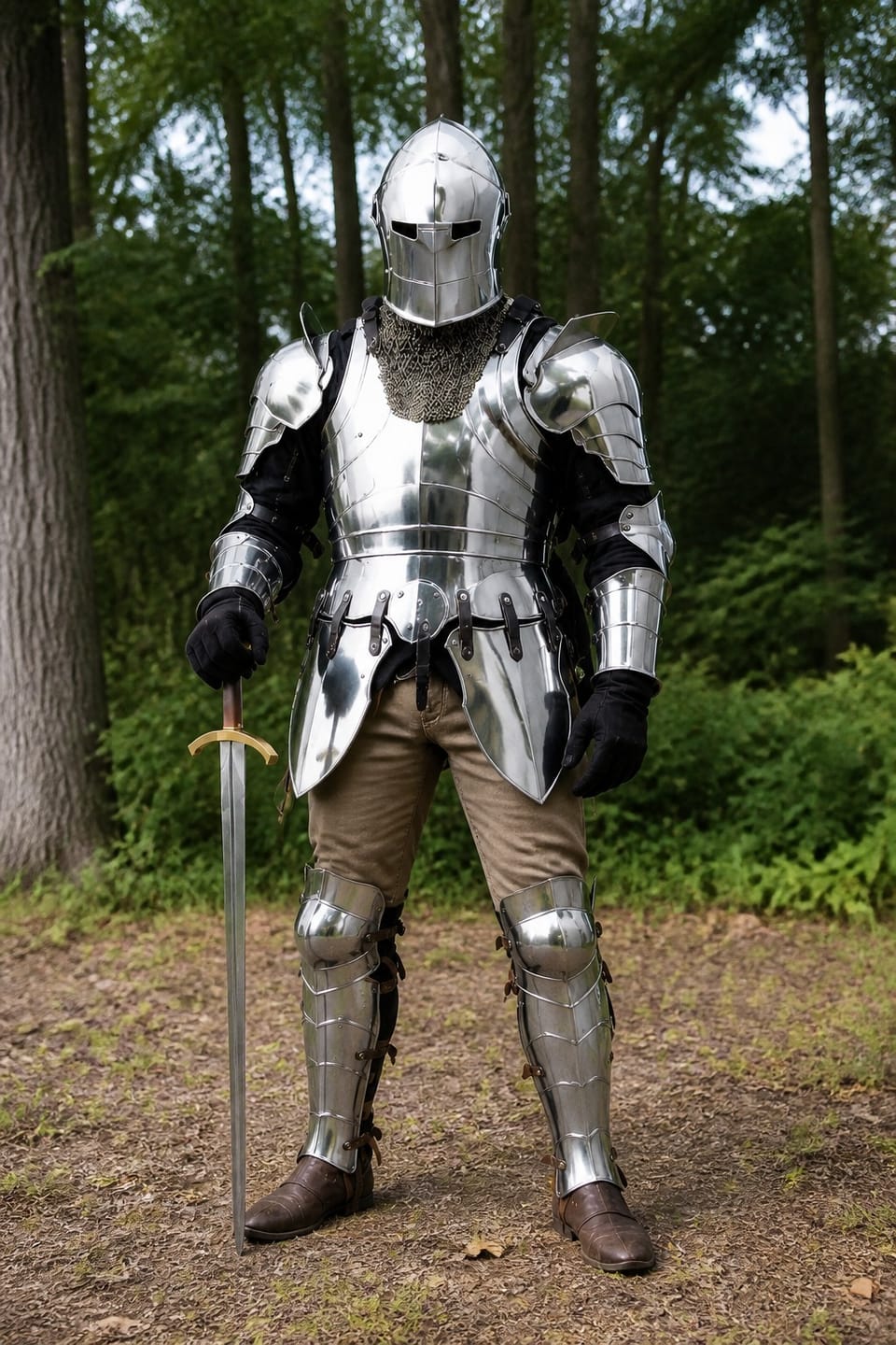 Customer photo review of Medieval Knight Full Plate Armor Suit – Handcrafted Steel European Armor
