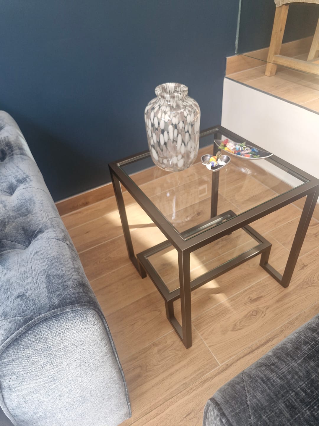 Customer photo review of Hudson Glass Metal Side Table - Dark Bronze