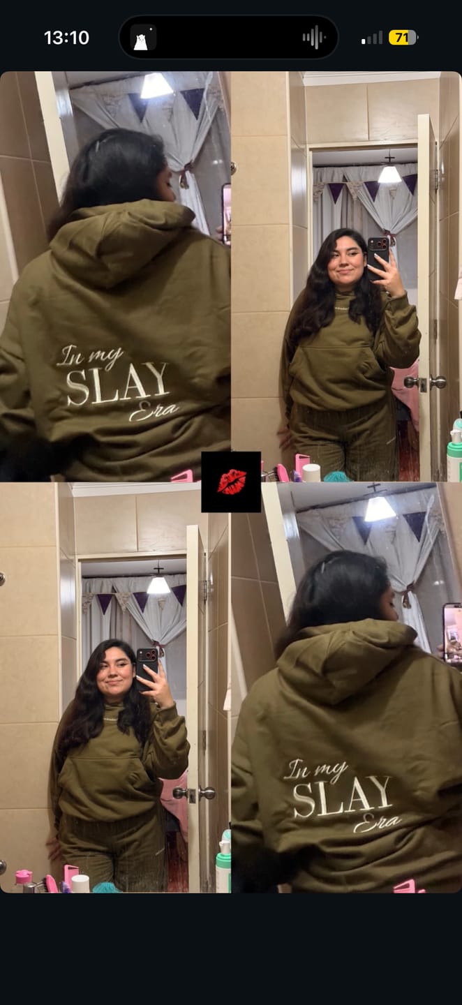 Customer photo review of POLERÓN HOODIE VERDE - OVERSIZE CON GORRO LOGO Y ESPALDA BORDADO