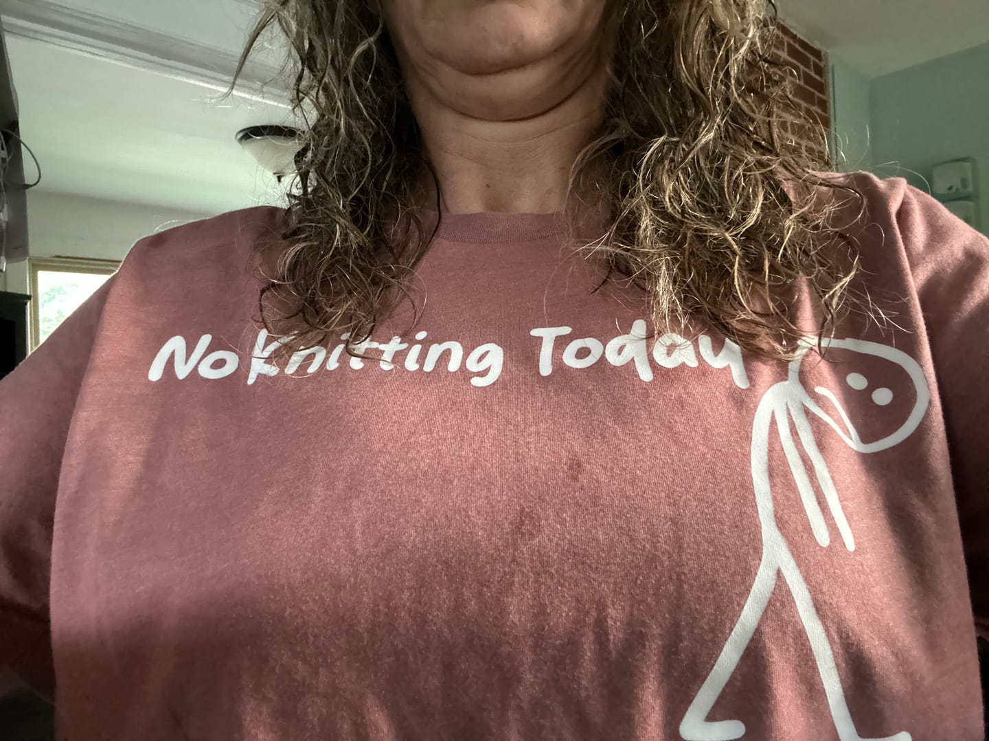 Customer photo review of No Knitting Today T-shirt