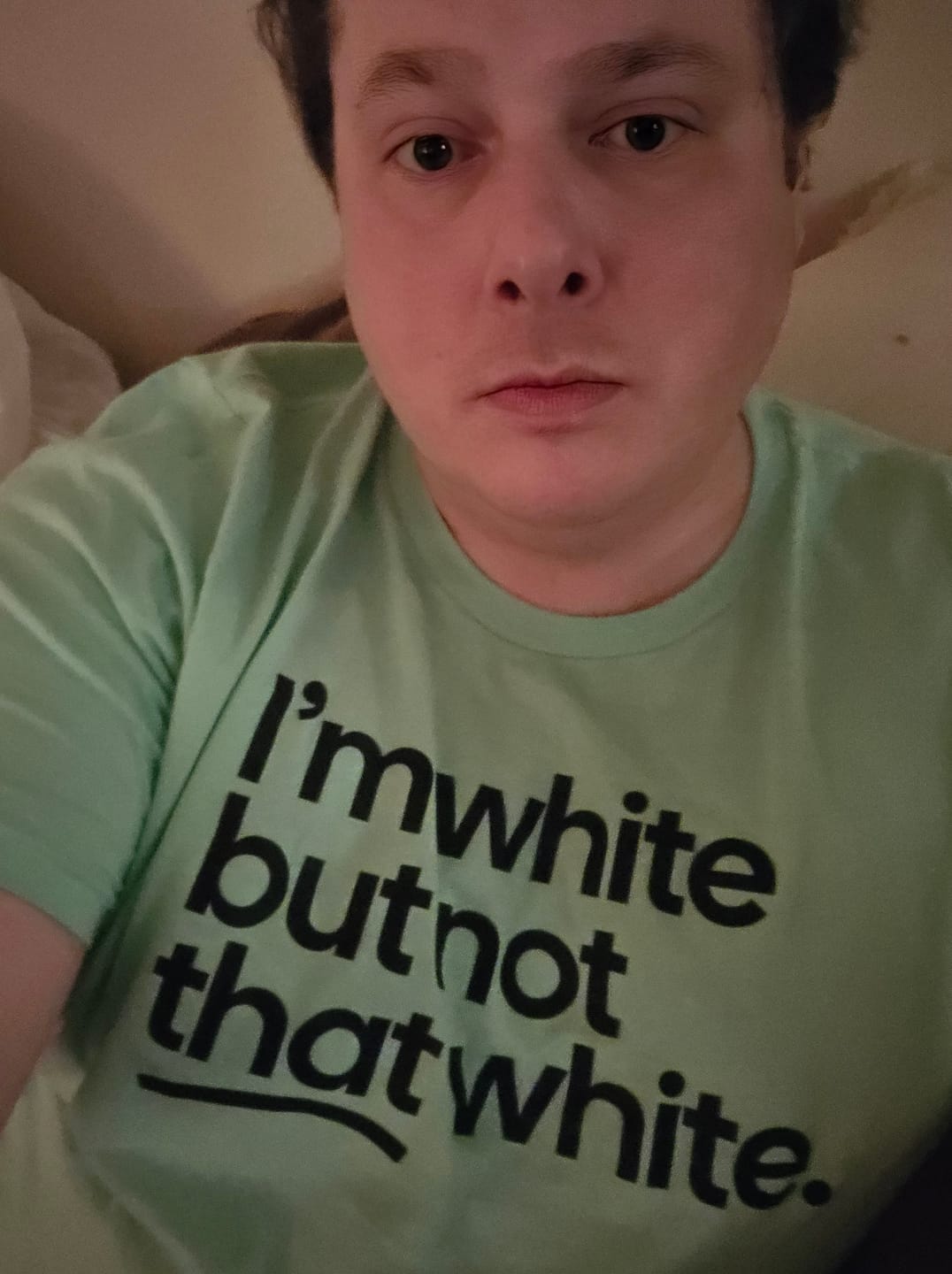 Customer photo review of I’m white but not that white Unisex Tee