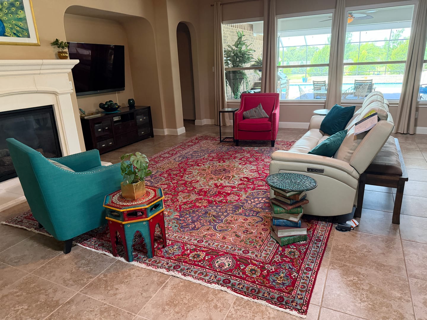 Customer photo review of Wonderful Persian Tabriz Rug 10x14, Antique Persian Carpet, Handmade Wool Rug, Floral Medallion, Red Navy Blue, Colorful, Large Persian Area Rug