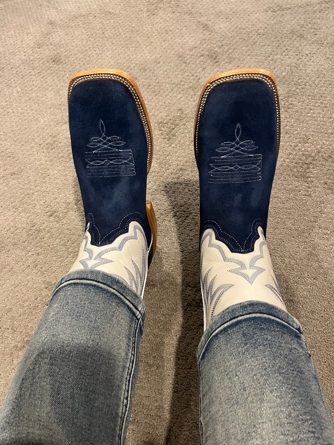 Customer photo review of Blue Jean Rough-Out Boots - Square Toe