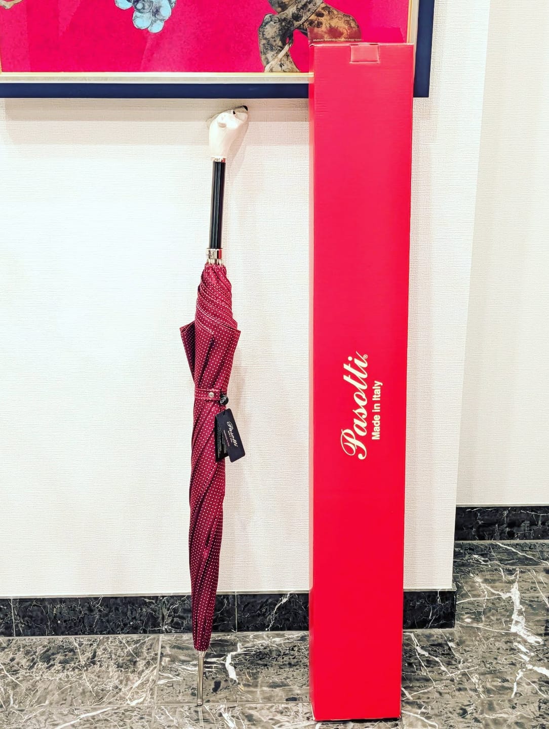 Customer photo review of Exclusive Red Umbrella with Enameled White Bear Handle