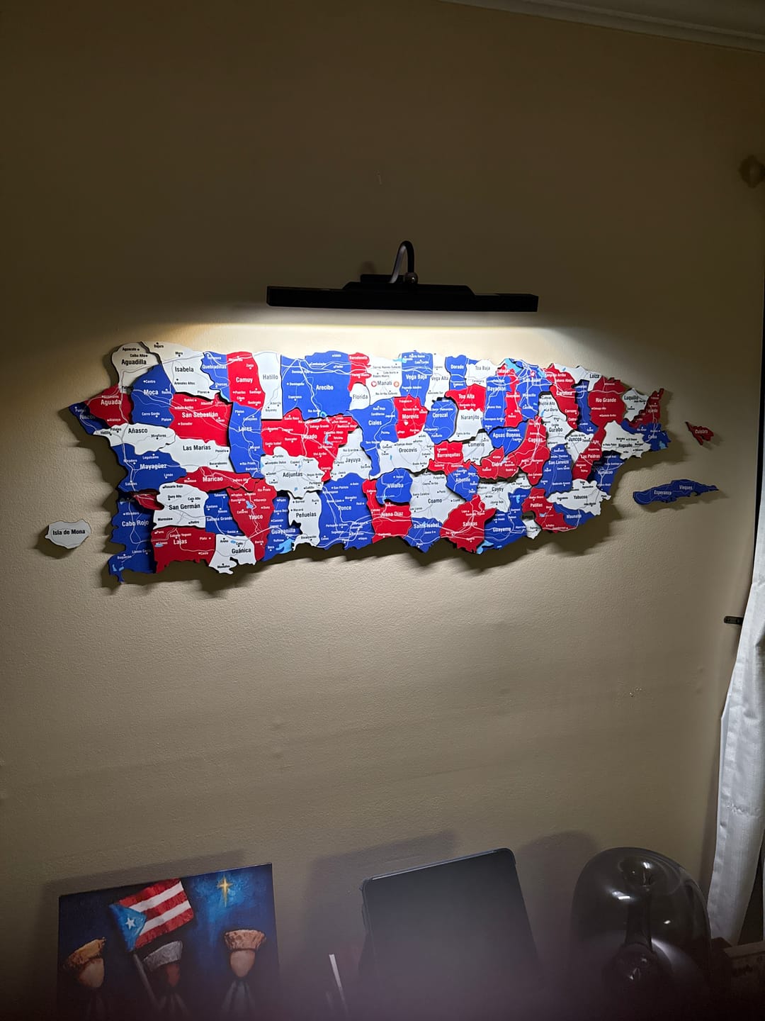 Customer photo review of Colorful Puerto Rico Wooden Wall Map Heritage Home Decor