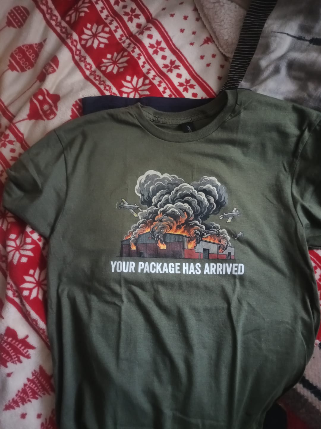 Customer photo review of Your Package Has Arrived T-Shirt