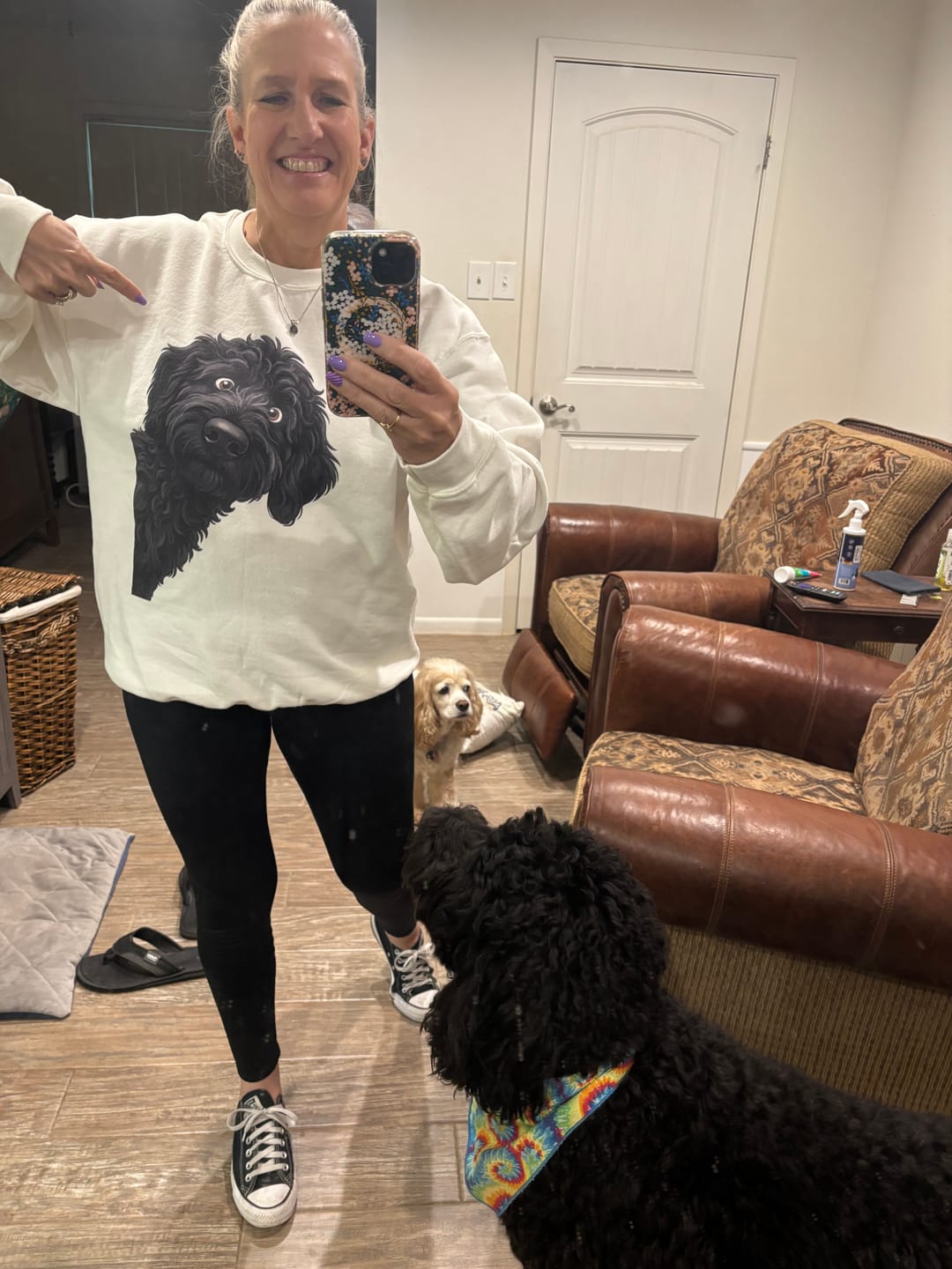 Customer photo review of Funny Peeking Black Goldendoodle Sweatshirt
