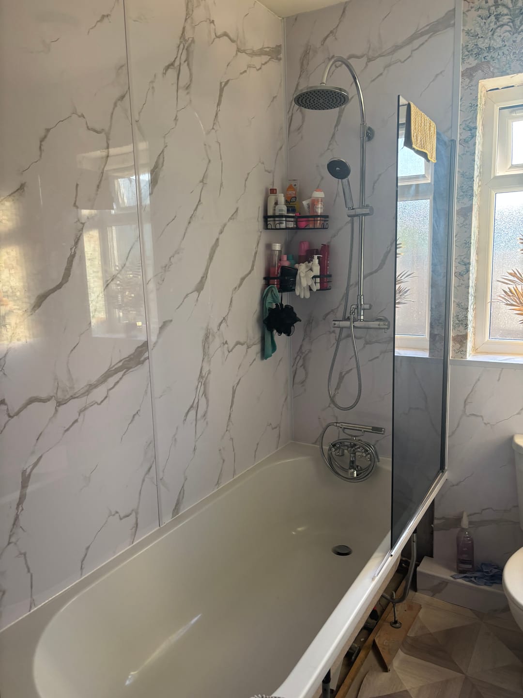 Customer photo review of Premium Carrara White Marble Gloss Shower Wall Panel - 1M x 2.4M