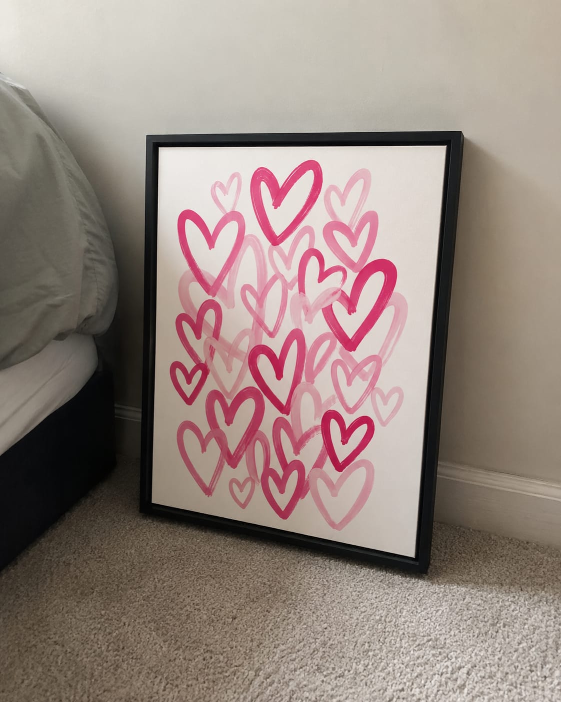 Customer photo review of Pink Brushstroke Hearts Canvas Wall Art