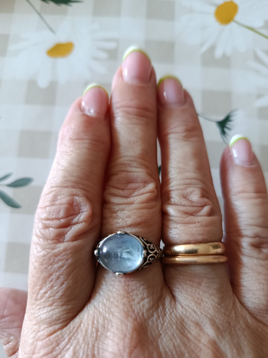 Customer photo review of Bague Ajustable "Voix de l’Âme" en Aigue-Marine