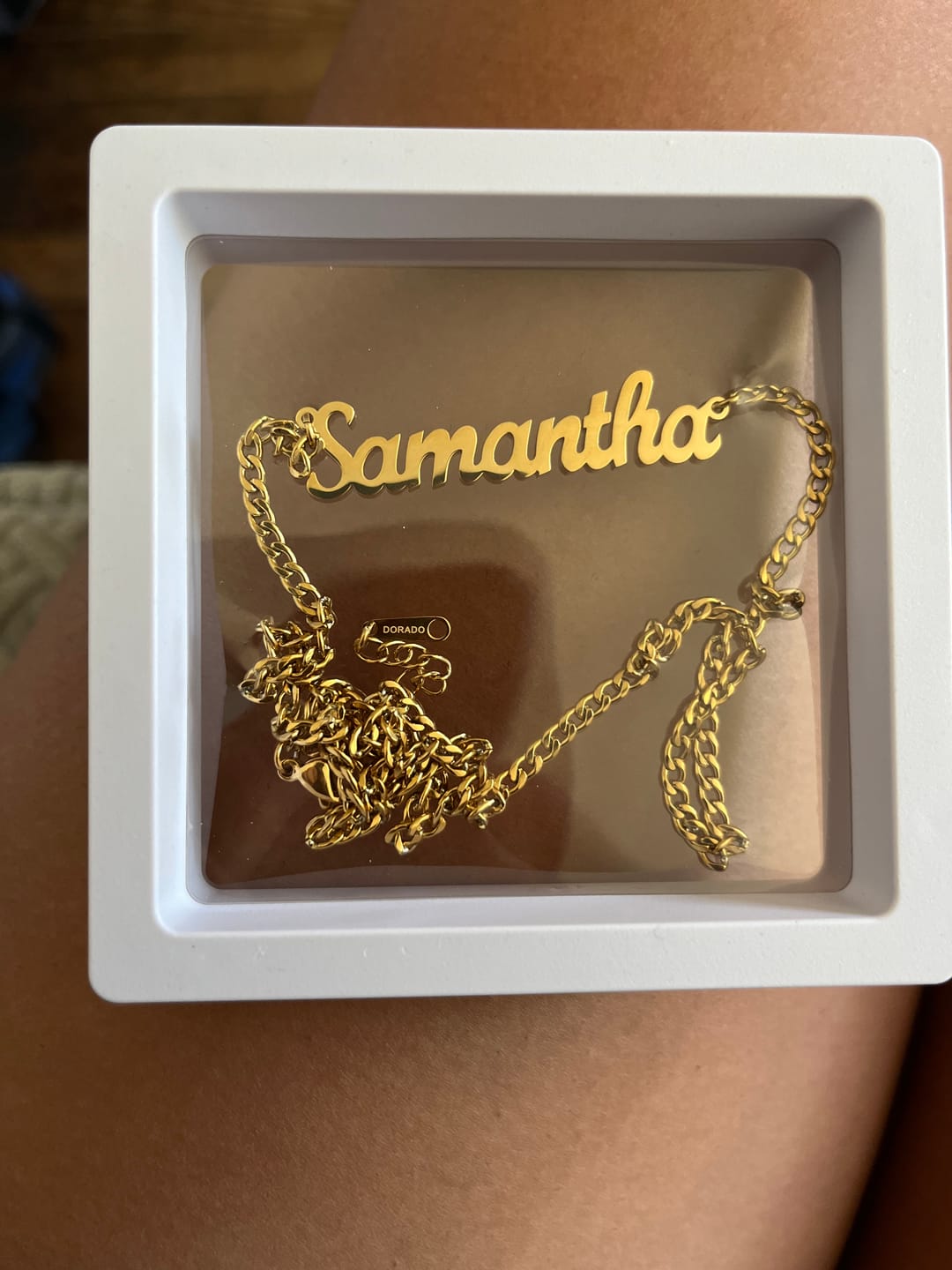 Customer photo review of Custom Name Necklace w/ Cuban Chain