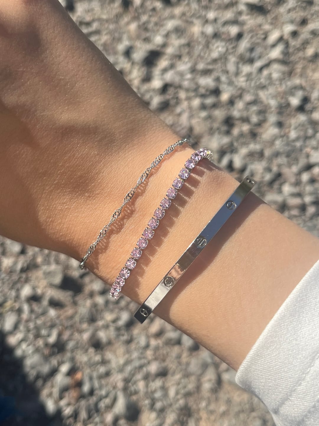 Customer photo review of Ava Silver Pink Bracelet