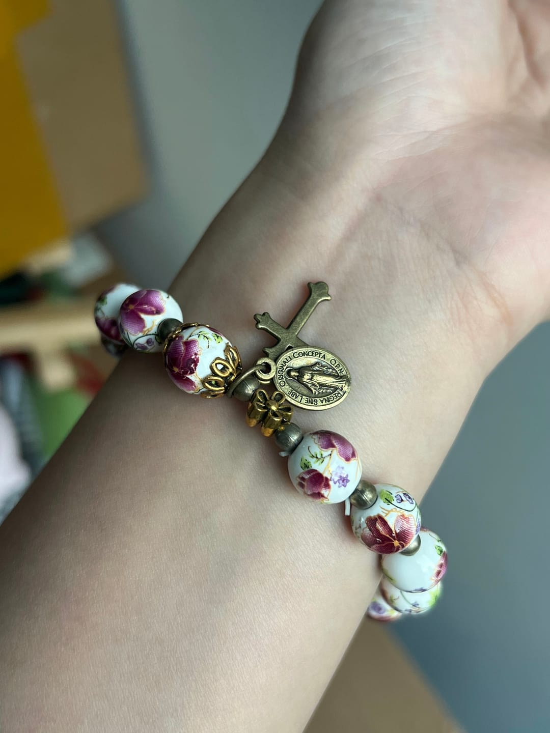 Customer photo review of SolaceBeads Peacock Blue & Champagne Crystal Rosary: A Prismatic Glow of Sacred Light