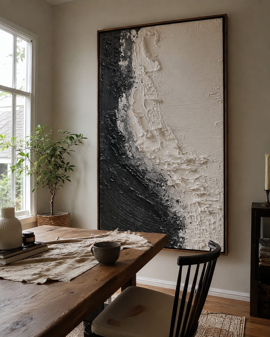 Customer photo review of Mono Shore-Black White Abstract Painting