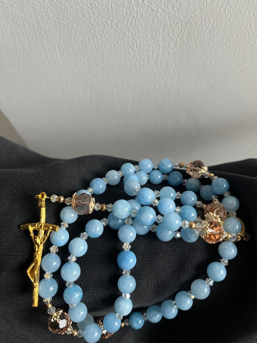Customer photo review of SolaceBeads Serene Waters Aquamarine Beads Rosary