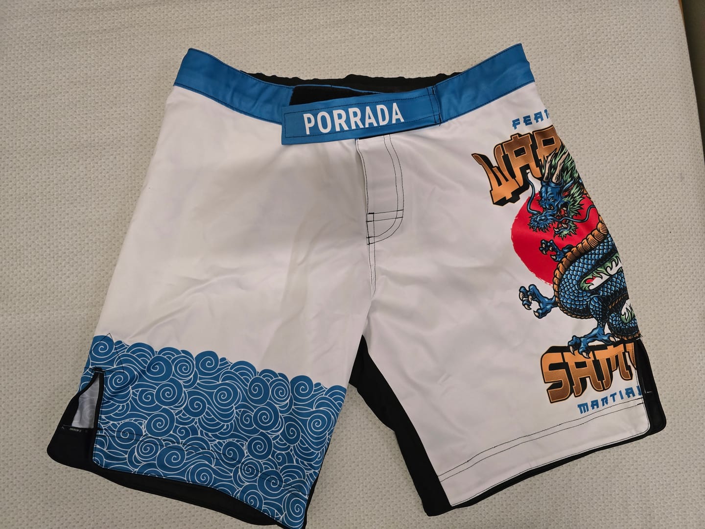 Customer photo review of AZURE DRAGON FIGHT SHORTS