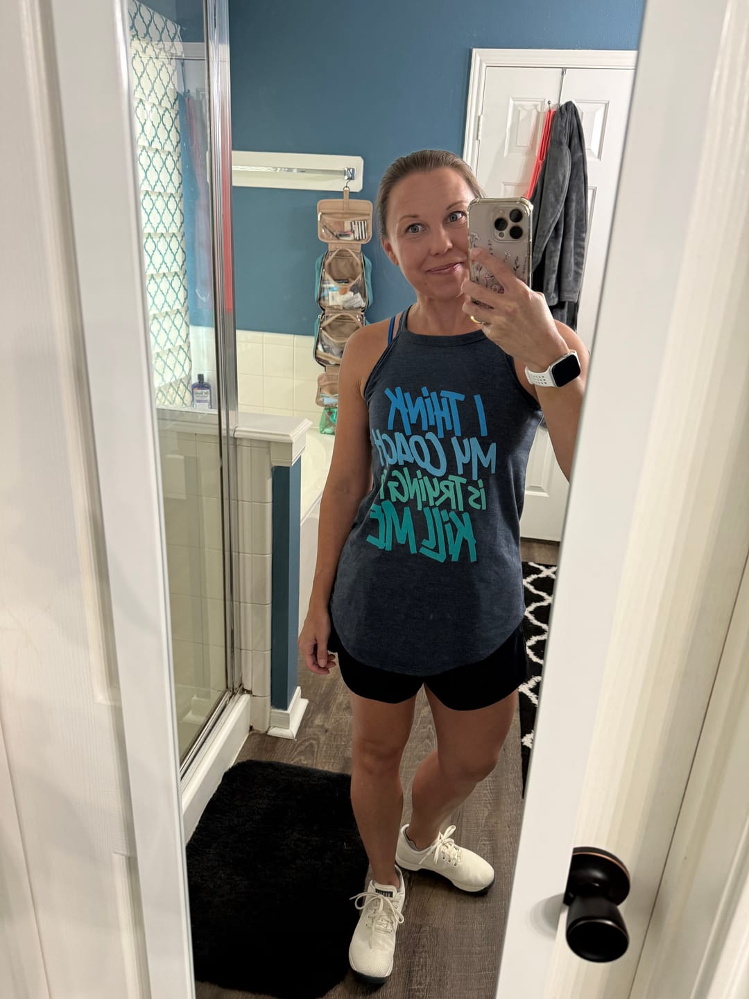 Customer photo review of I Think My Coach is Trying To Kill Me Rocker Tank