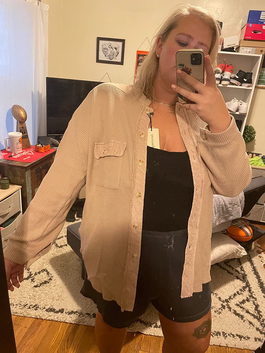 Customer photo review of auvora™ Waffle Knit Shacket