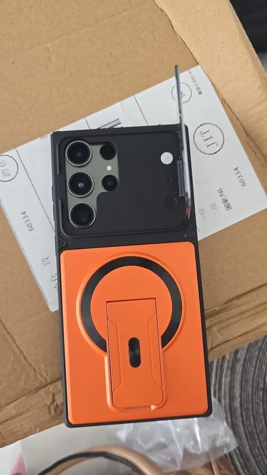 Customer photo review of LuxuryKase Hybrid Armour Case | Built-In Foldable Kickstand | Flip Camera Lens Protection Frame Design | MagSafe Compatible | Rugged PC & TPU Cover For iPhone & Samsung Series