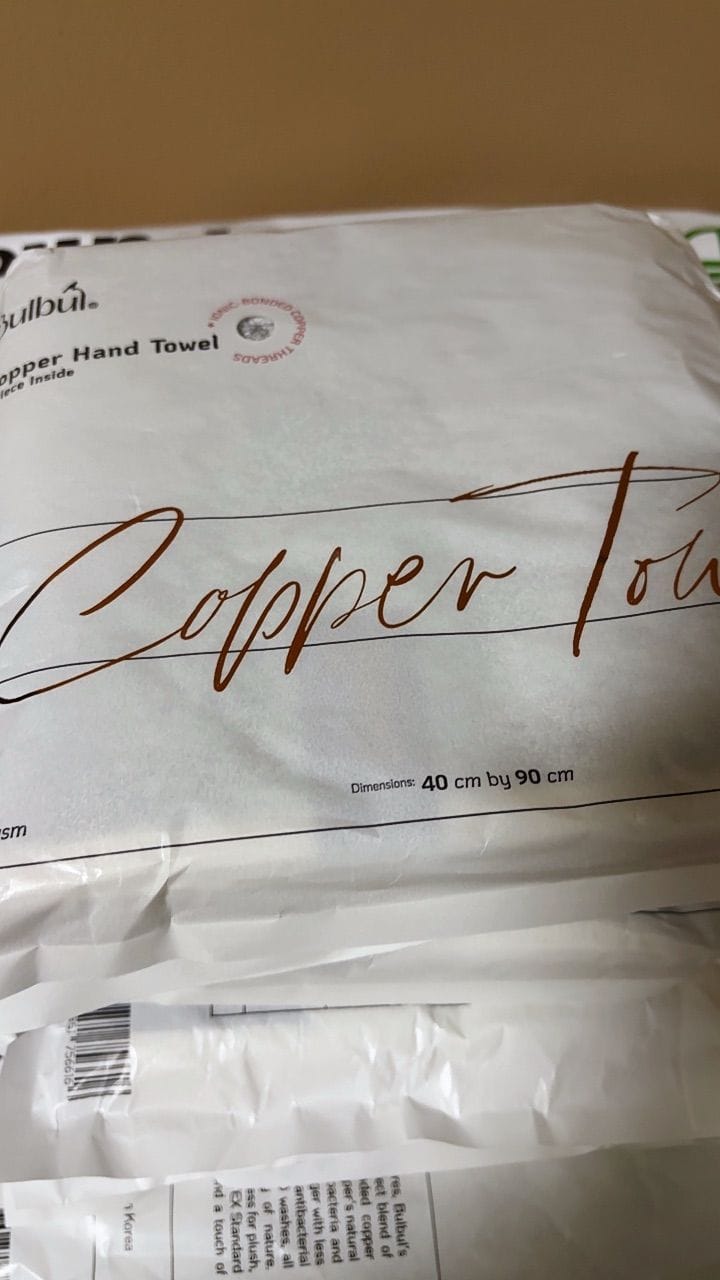 Customer photo review of Premium Copper Hand Towel | Antibacterial
