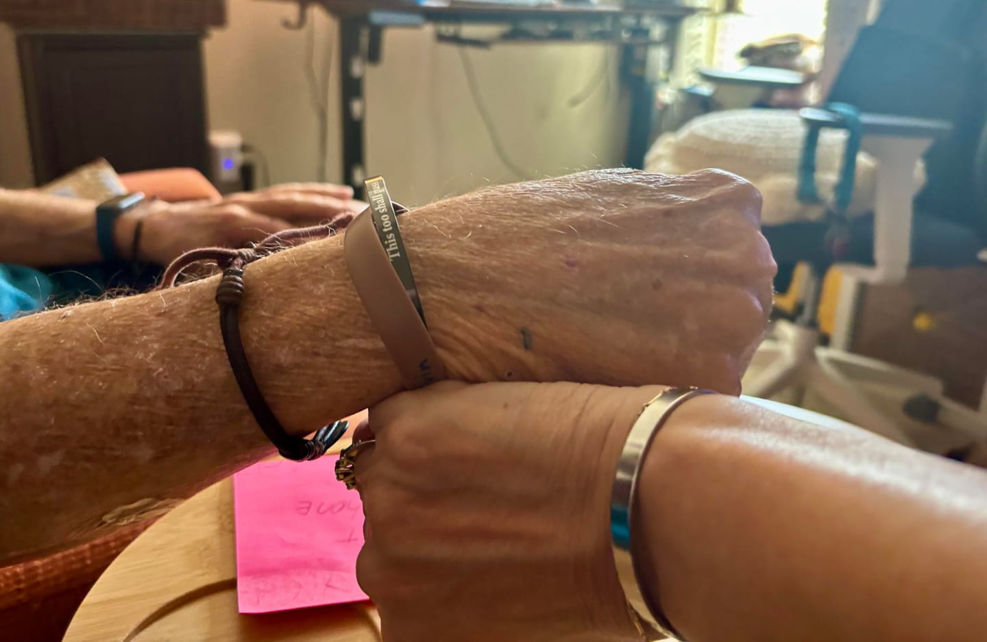 Customer photo review of This Too Shall Pass Hidden Message Cuff Bracelet