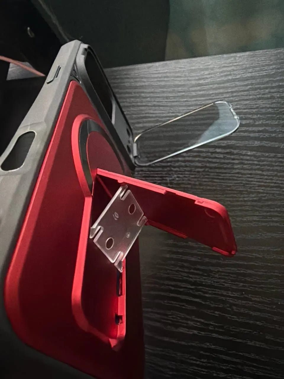 Customer photo review of LuxuryKase Hybrid Armour Case | Built-In Foldable Kickstand | Flip Camera Lens Protection Frame Design | MagSafe Compatible | Rugged PC & TPU Cover For iPhone & Samsung Series