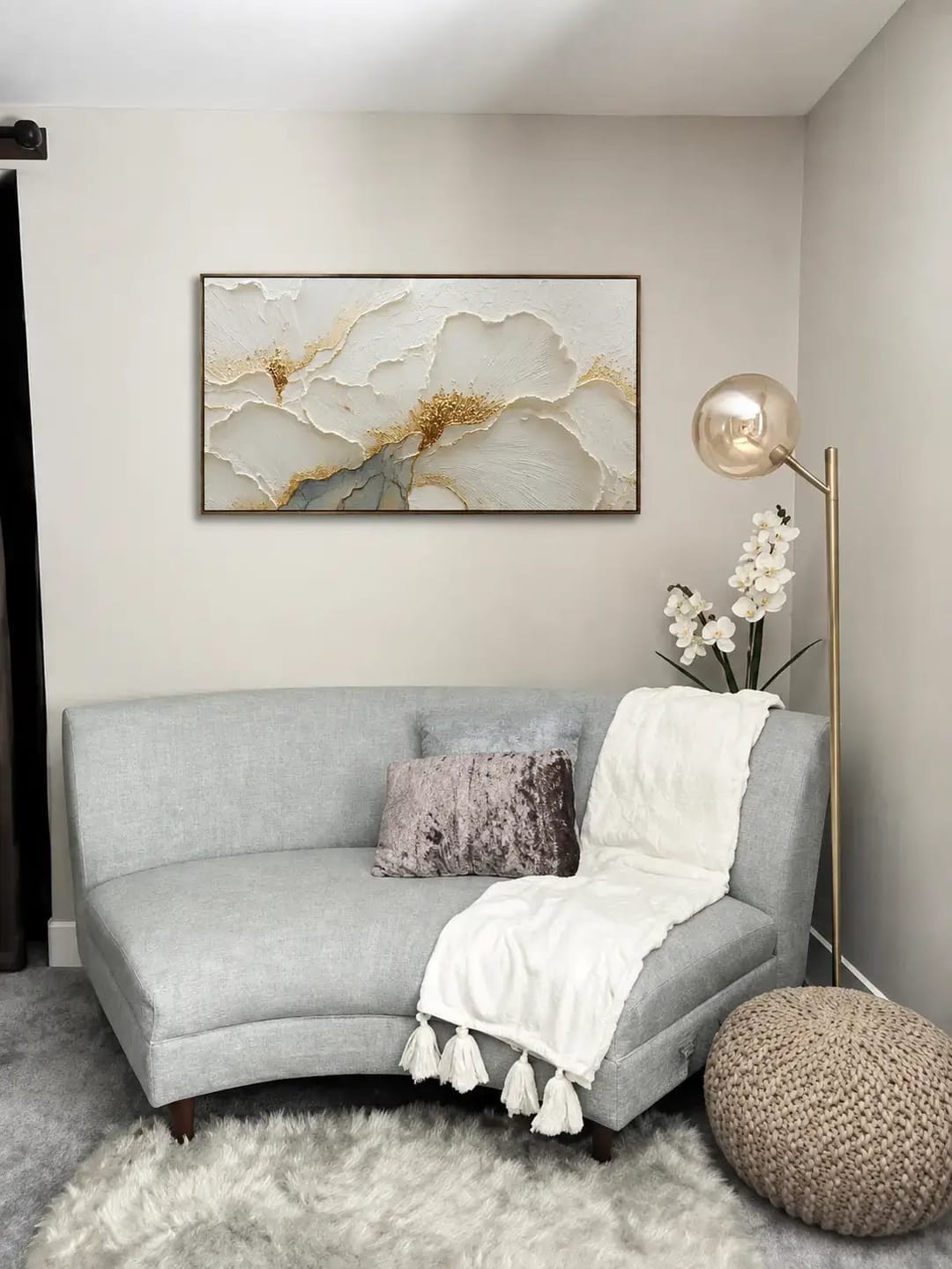Customer photo review of Gilded Ivory Petals Abstract Wall Art
