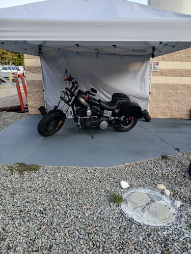 Customer photo review of 28L - Panzer Medium Quick Mount Leather Saddlebags For Harley Davidson Dyna Fat Bob FXDF/SE